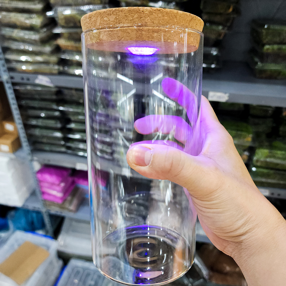 Bình trụ tròn nắp bấc có đèn 10*20cm