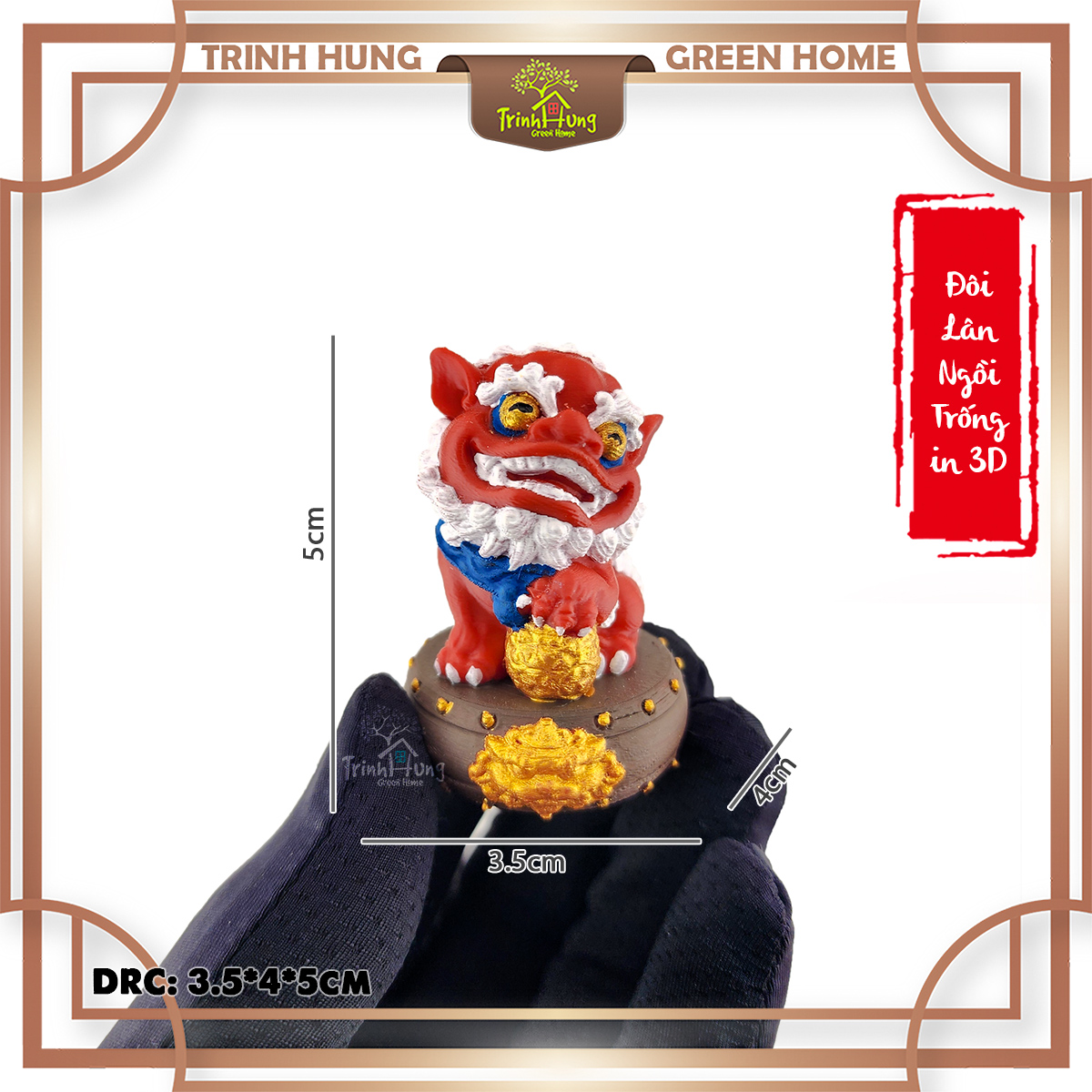 Tượng Lân ngồi trống chiêu lộc in 3D