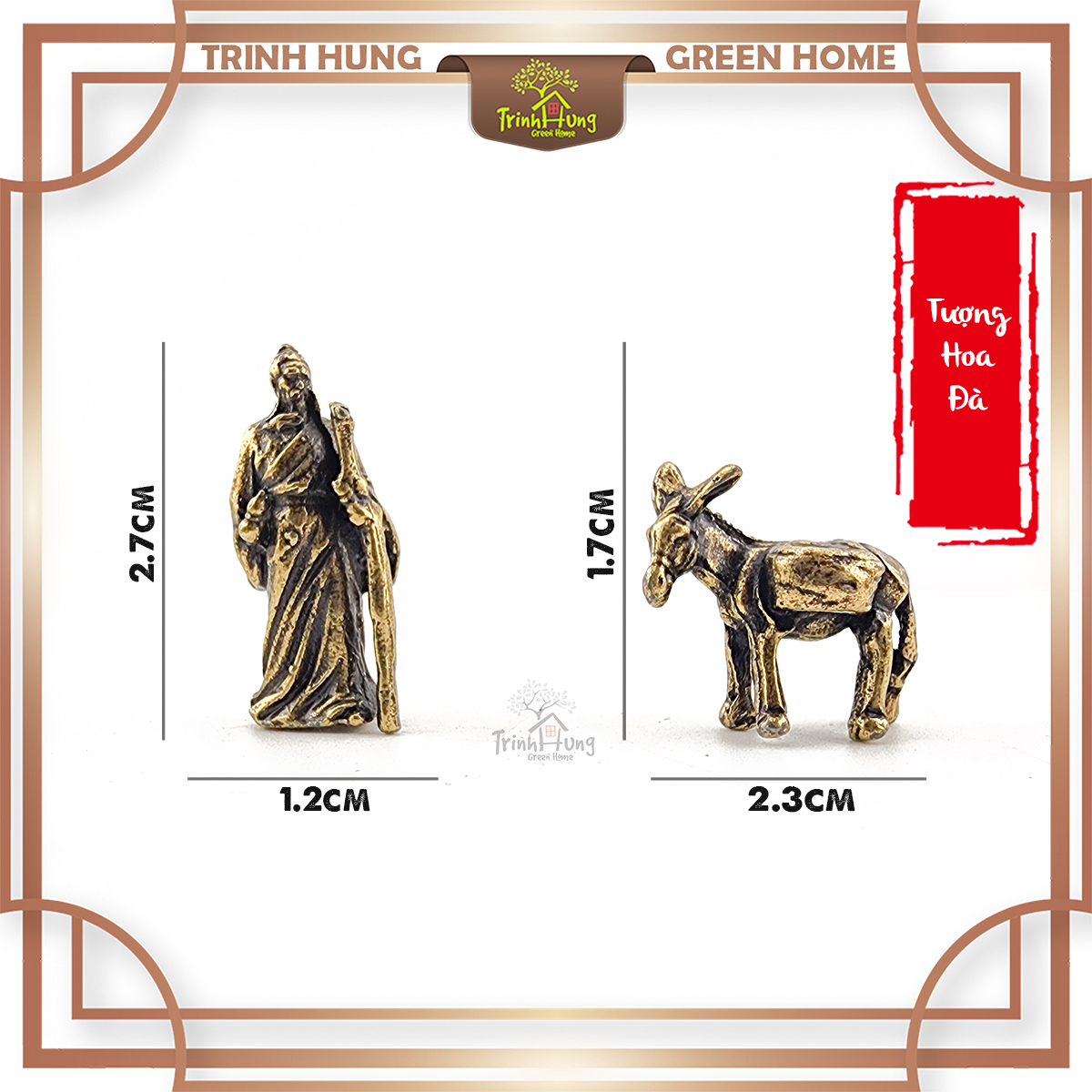 Tượng kim loại Hoa Đà + lừa