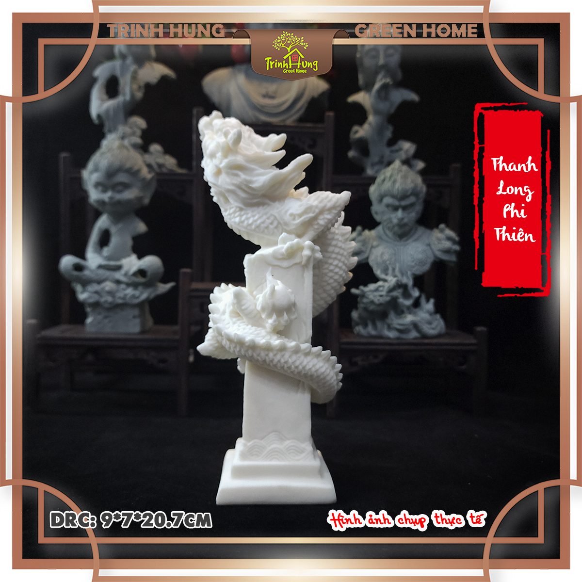 Tượng Thanh Long Phi Thiên chất liệu quả ngà QNV.PVN2295