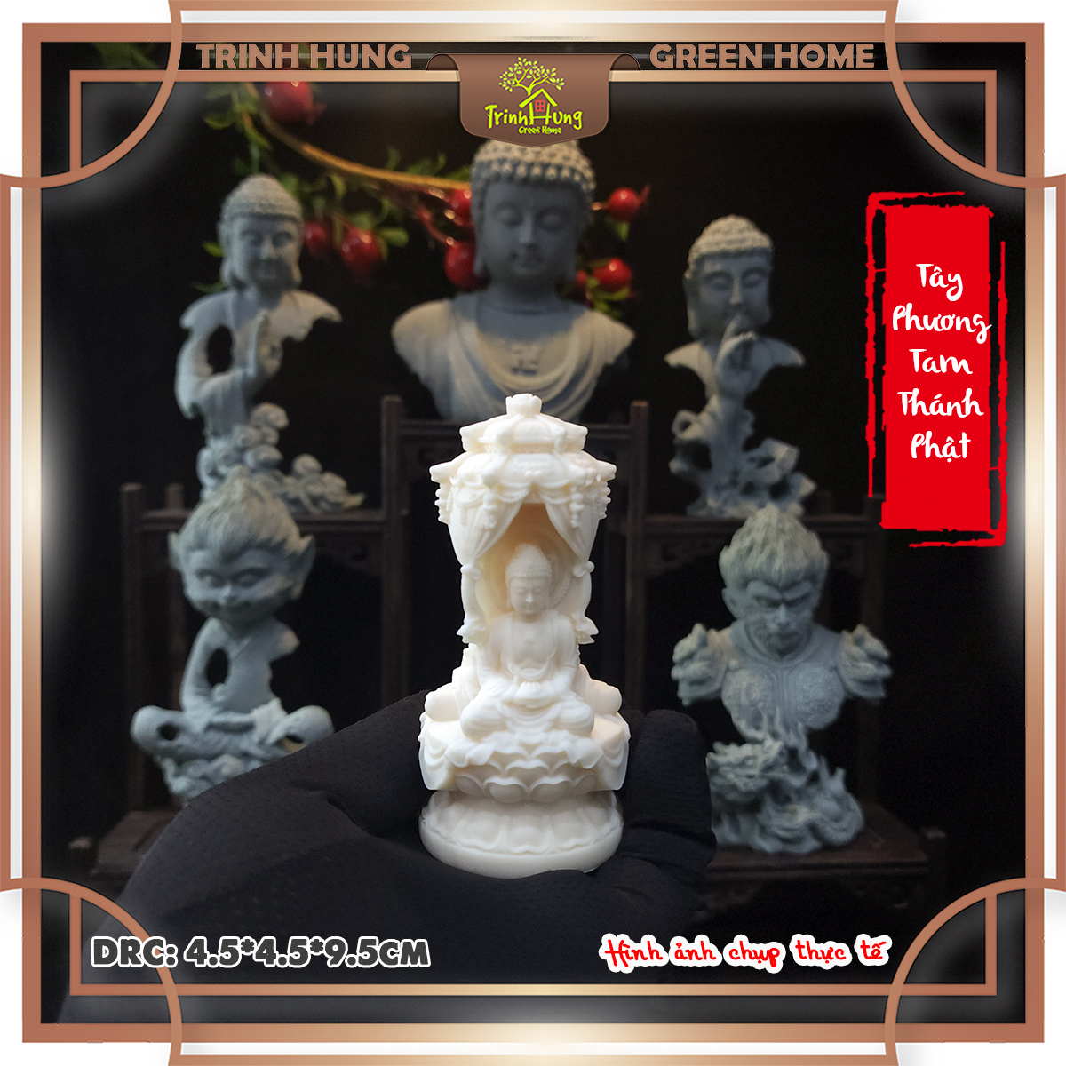 Tượng tây phương tam thánh phật chất liệu quả ngà QNV.PVN2296
