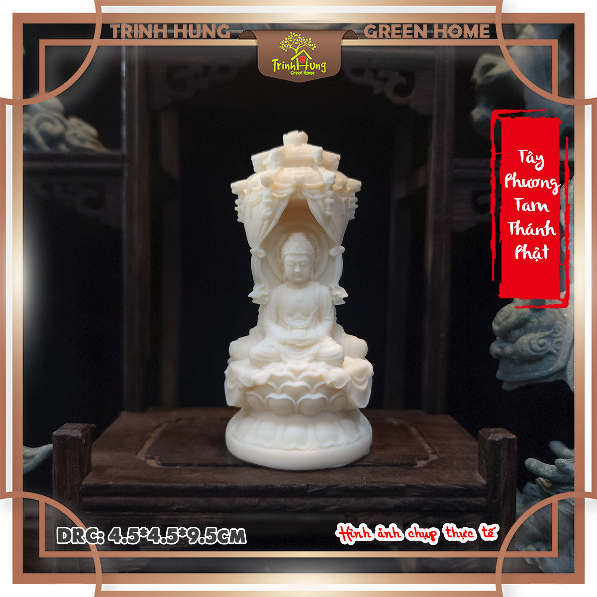Tượng tây phương tam thánh phật chất liệu quả ngà QNV.PVN2296