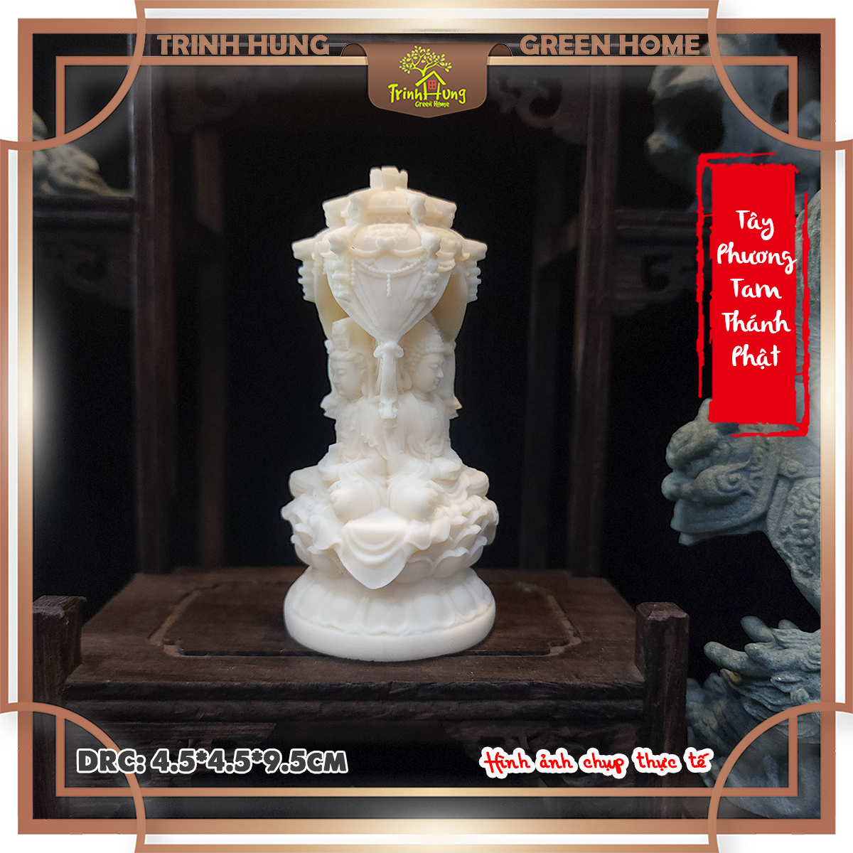 Tượng tây phương tam thánh phật chất liệu quả ngà QNV.PVN2296