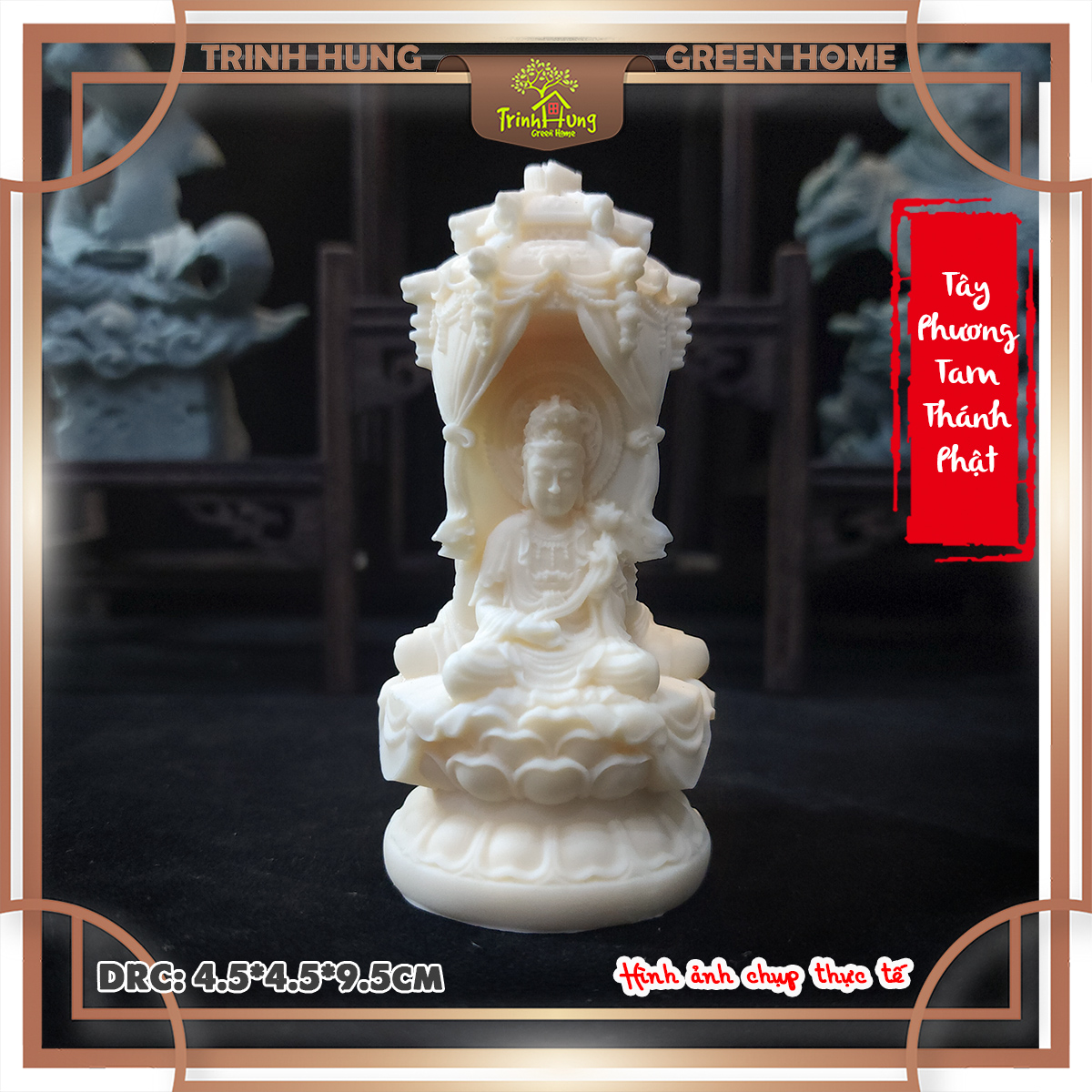 Tượng tây phương tam thánh phật chất liệu quả ngà QNV.PVN2296