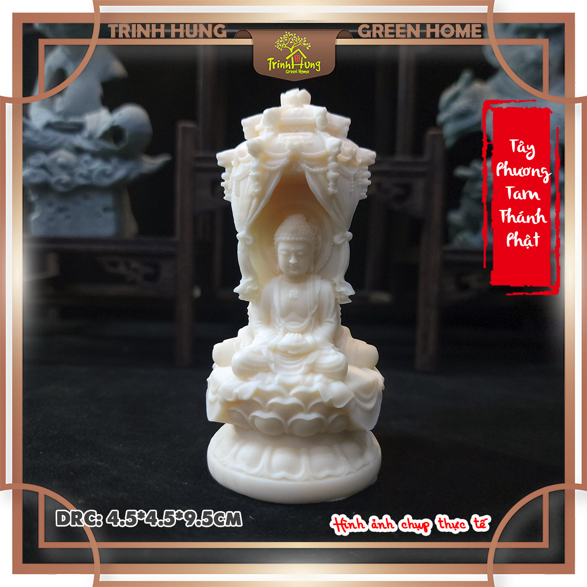 Tượng tây phương tam thánh phật chất liệu quả ngà QNV.PVN2296