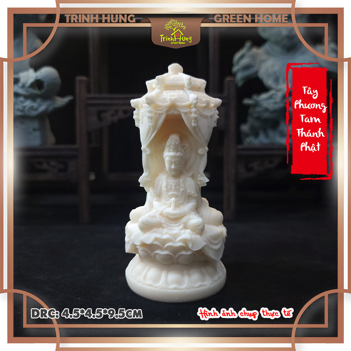 Tượng tây phương tam thánh phật chất liệu quả ngà QNV.PVN2296