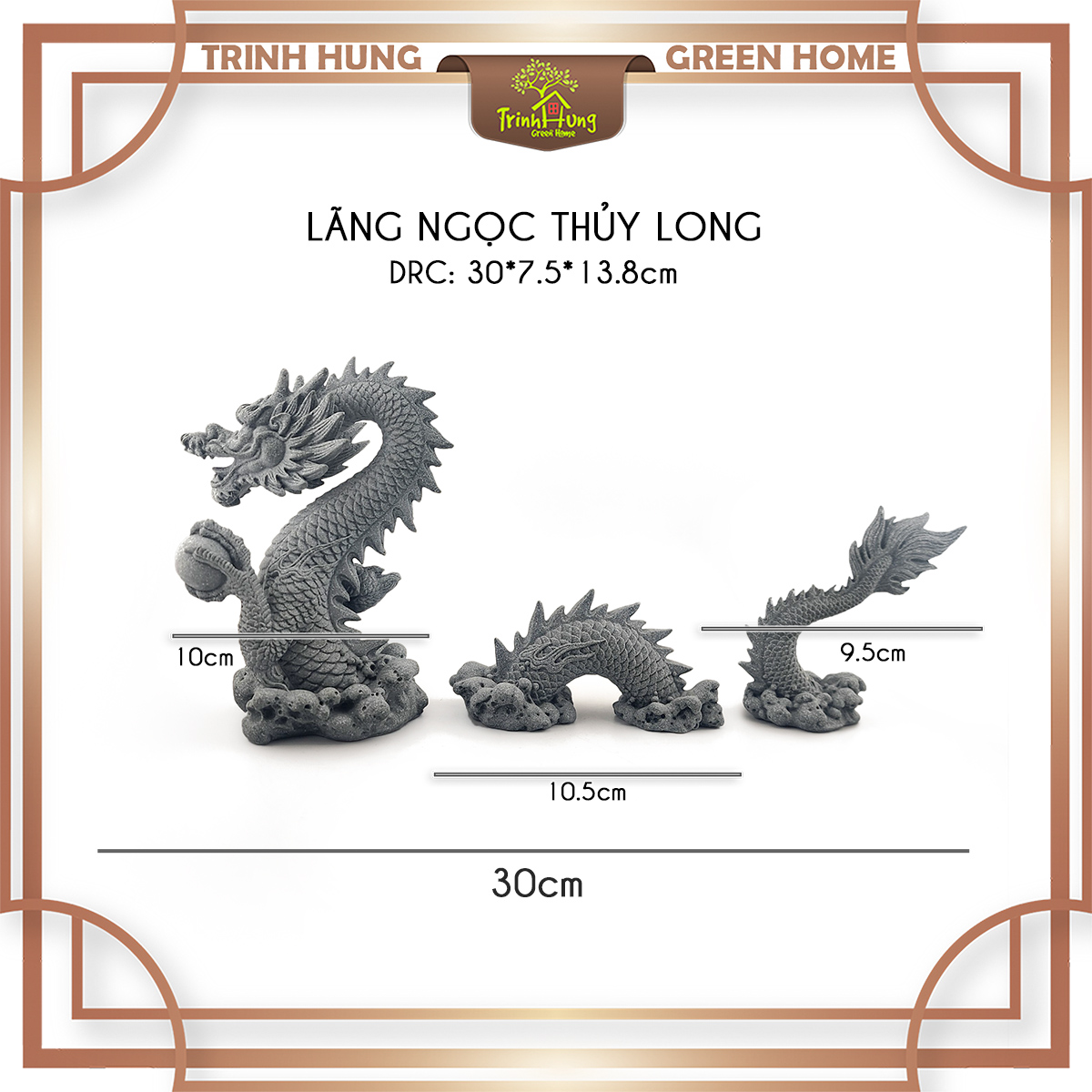 Lãng ngọc thủy long (rồng 3 khúc ver 3) đá sa thạch ST.PVN2351