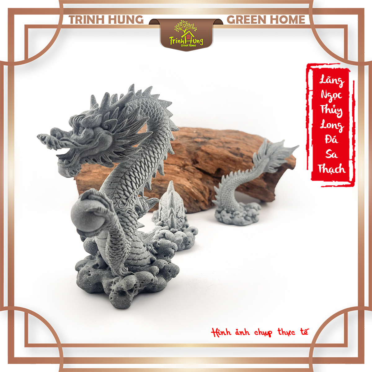 Lãng ngọc thủy long (rồng 3 khúc ver 3) đá sa thạch ST.PVN2351