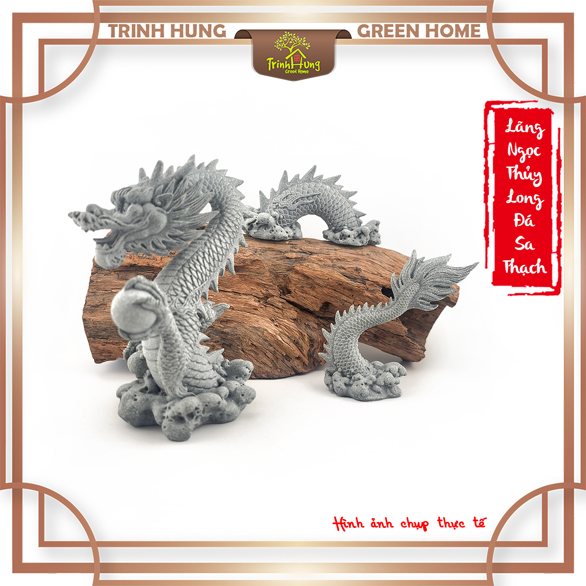 Lãng ngọc thủy long (rồng 3 khúc ver 3) đá sa thạch ST.PVN2351