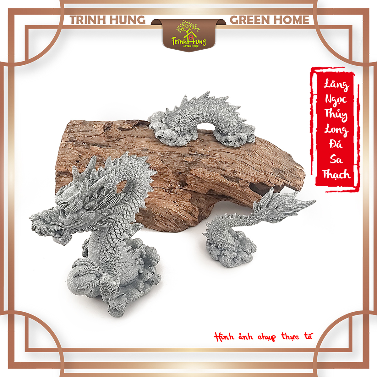 Lãng ngọc thủy long (rồng 3 khúc ver 3) đá sa thạch ST.PVN2351