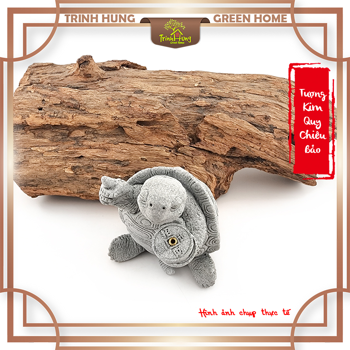 Tượng Kim Quy Chiêu Bảo đá sa thạch ST.PVN2373
