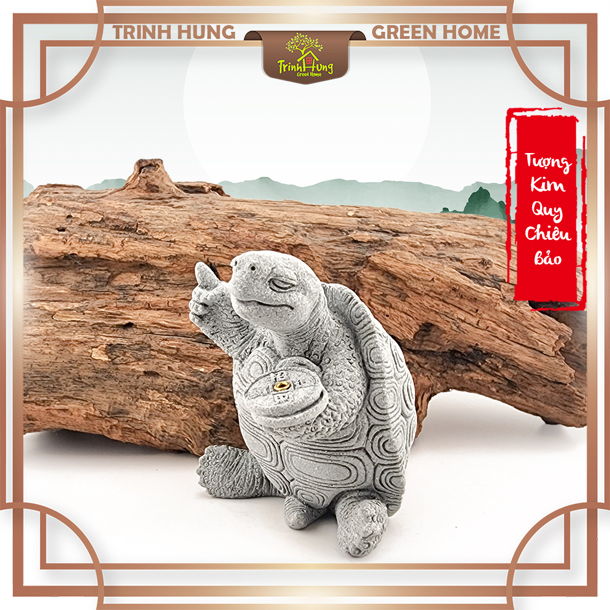 Tượng Kim Quy Chiêu Bảo đá sa thạch ST.PVN2373