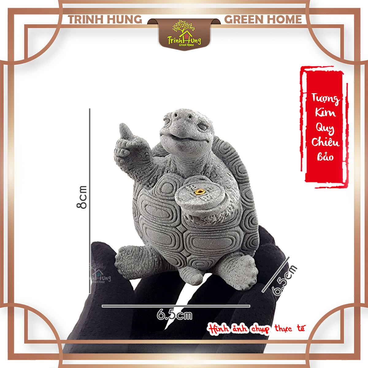 Tượng Kim Quy Chiêu Bảo đá sa thạch ST.PVN2373