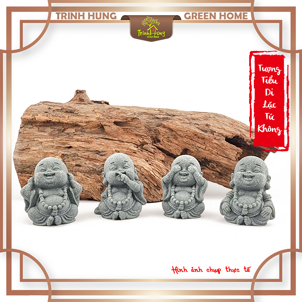 Bộ 4 tiểu di lặc tứ không mini đá sa thạch ST0292ABCD