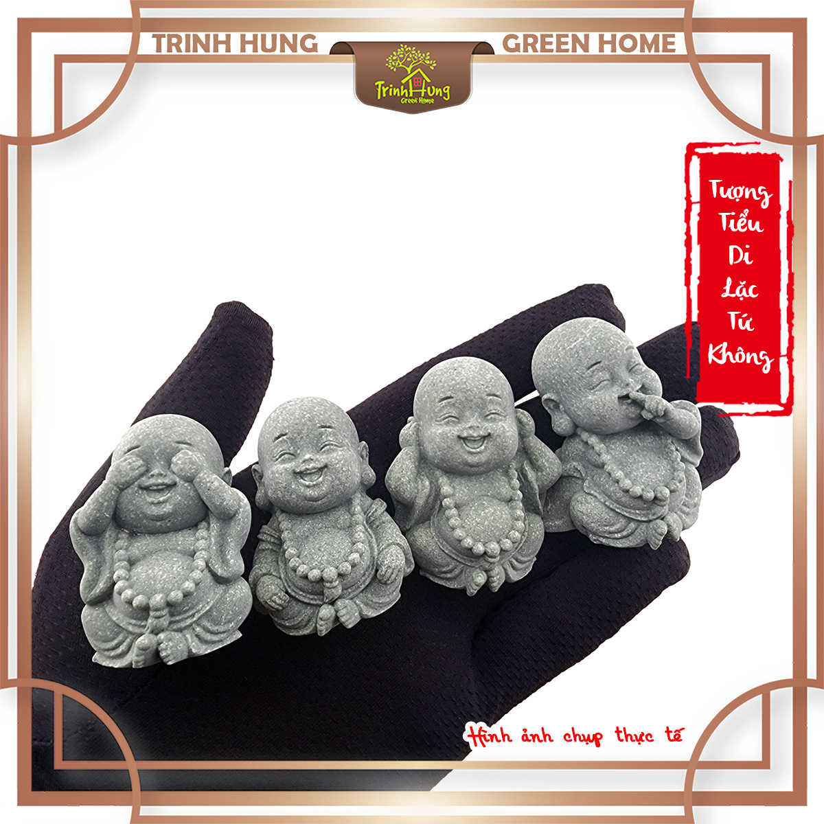Bộ 4 tiểu di lặc tứ không mini đá sa thạch ST0292ABCD