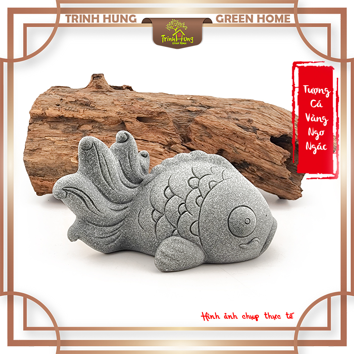 Tượng cá vàng ngơ ngác đá sa thạch ST.PVN2416