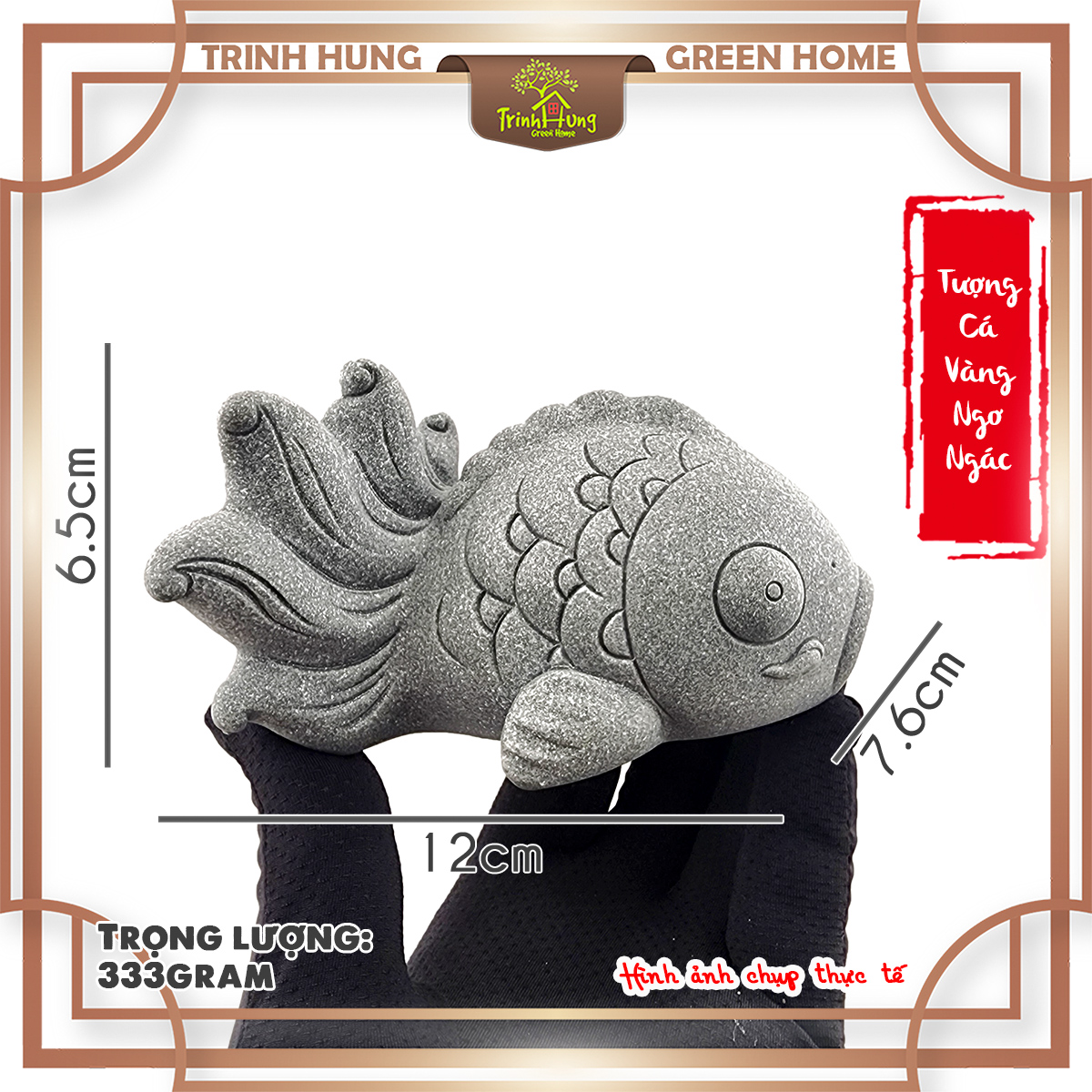 Tượng cá vàng ngơ ngác đá sa thạch ST.PVN2416