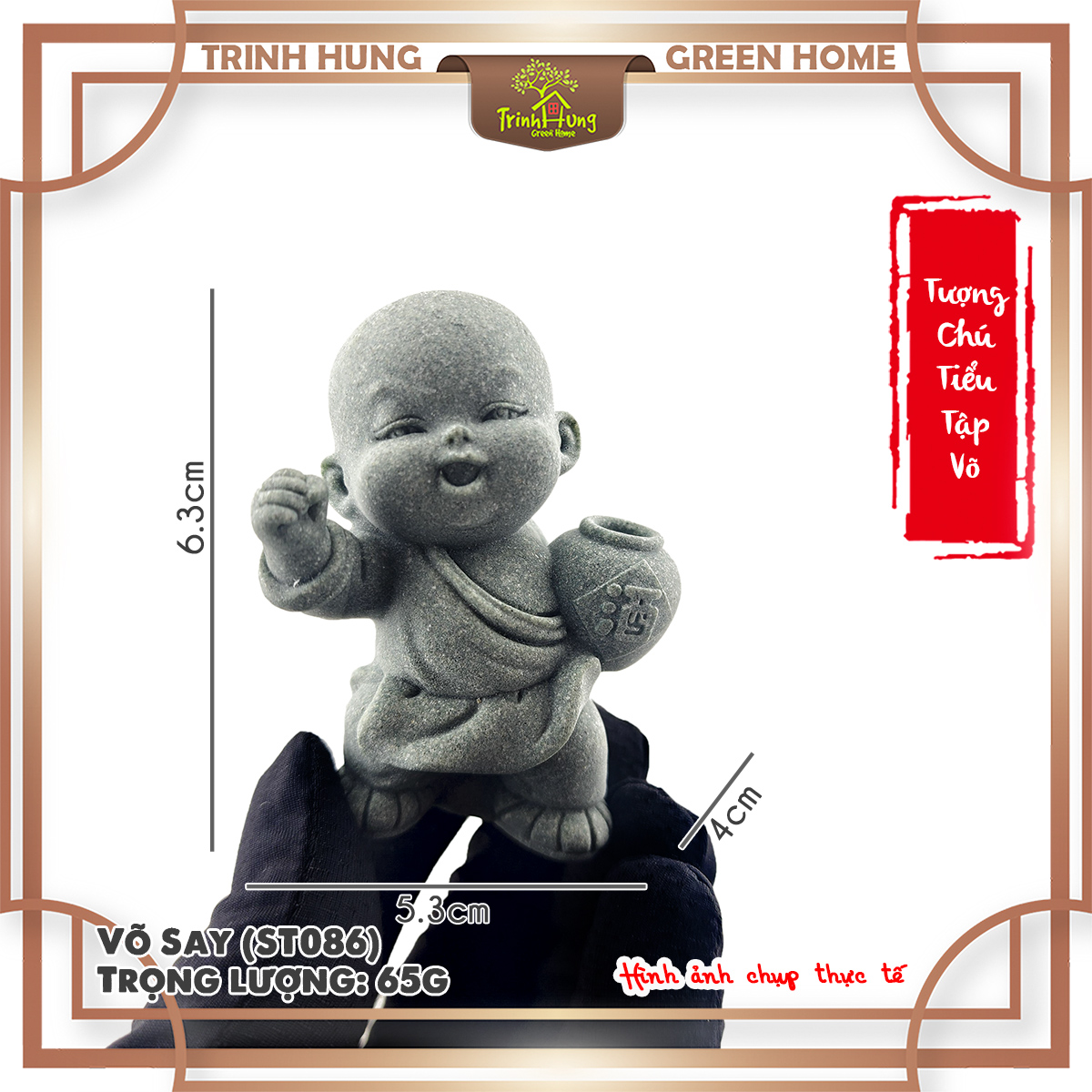 Tượng chú tiểu tập võ ver2 đá sa thạch