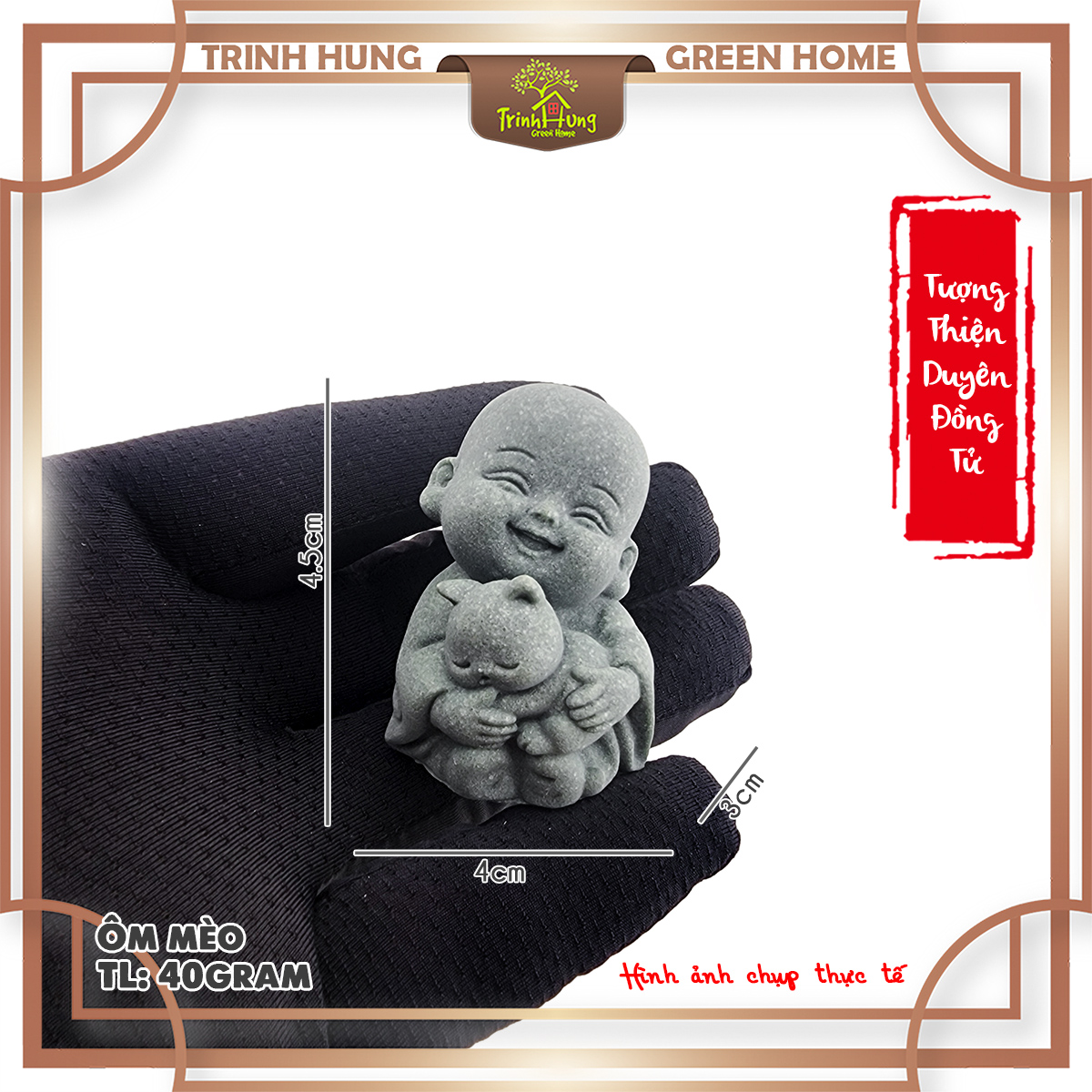 Bộ 4 tượng thiện duyên đồng tử đá sa thạch ST0360