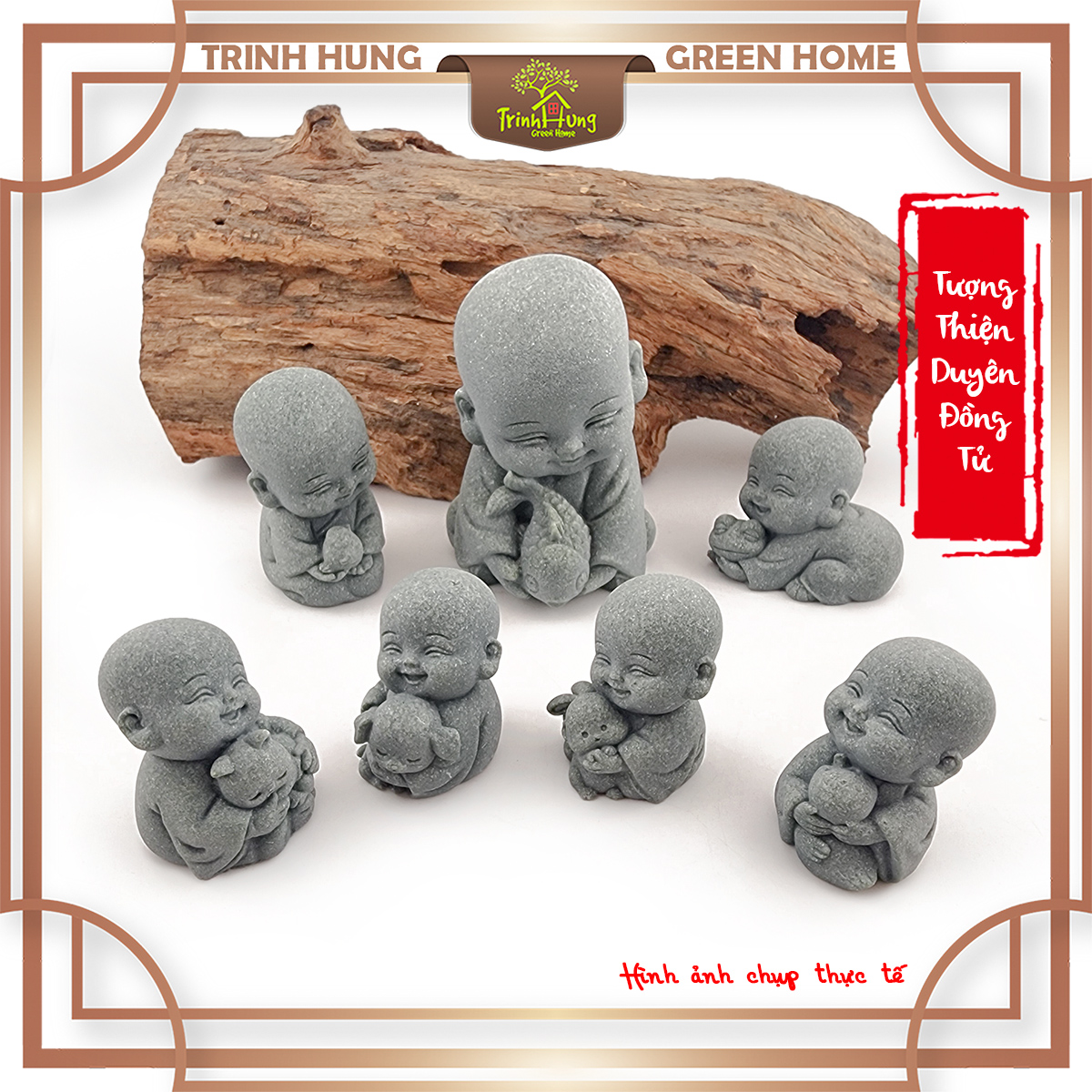 Bộ 4 tượng thiện duyên đồng tử đá sa thạch ST0360