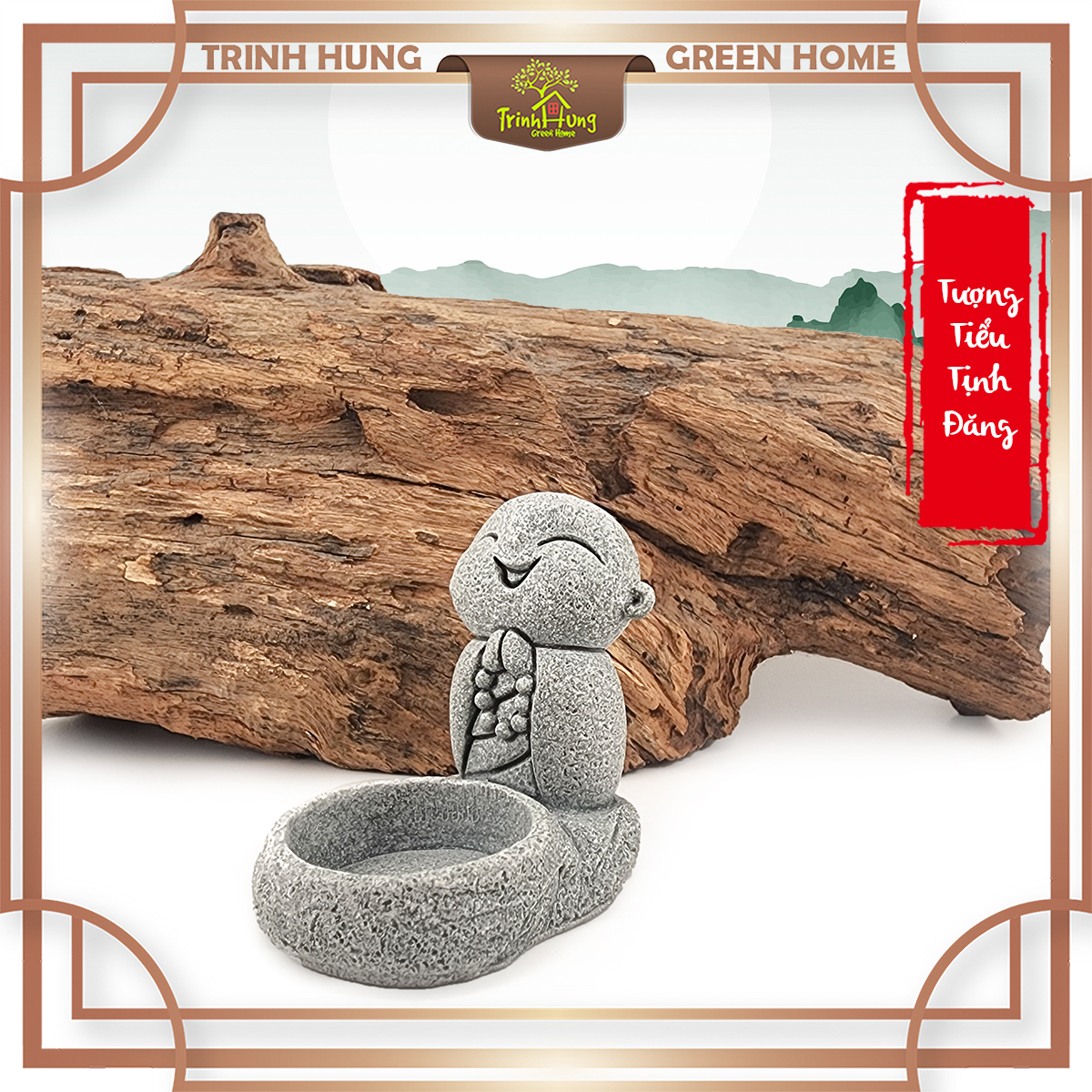 Tượng tiểu tịnh đăng (chú tiểu đốt nến) đá sa thạch ST.PVN2442
