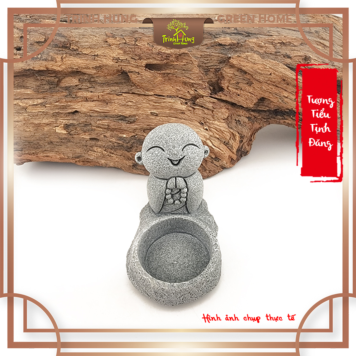 Tượng tiểu tịnh đăng (chú tiểu đốt nến) đá sa thạch ST.PVN2442