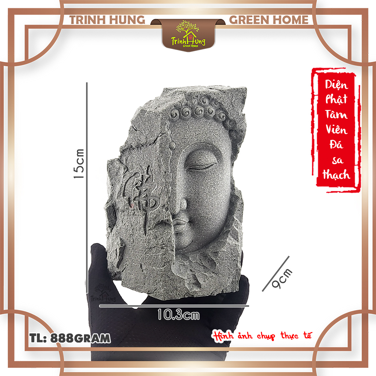 Tượng Diện Phật Tâm Viên (chậu đá) đá sa thạch ST.PVN2443