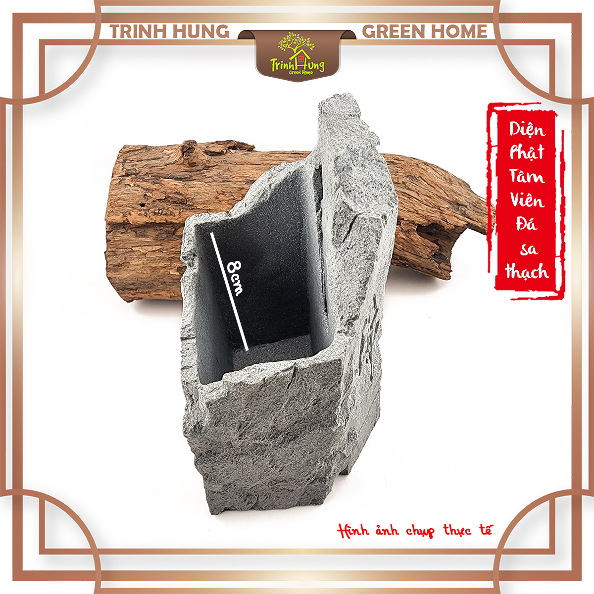 Tượng Diện Phật Tâm Viên (chậu đá) đá sa thạch ST.PVN2443