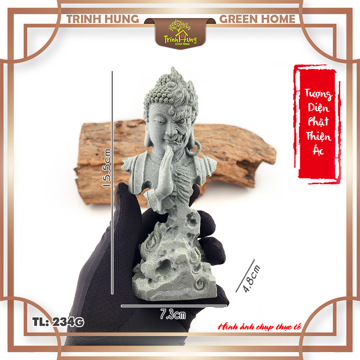 Tượng Diện phật thiện ác đá sa thạch ST0234