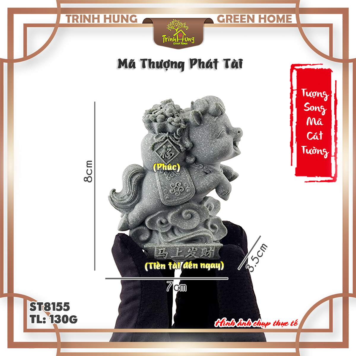 Tượng song mã cát tường đá sa thạch