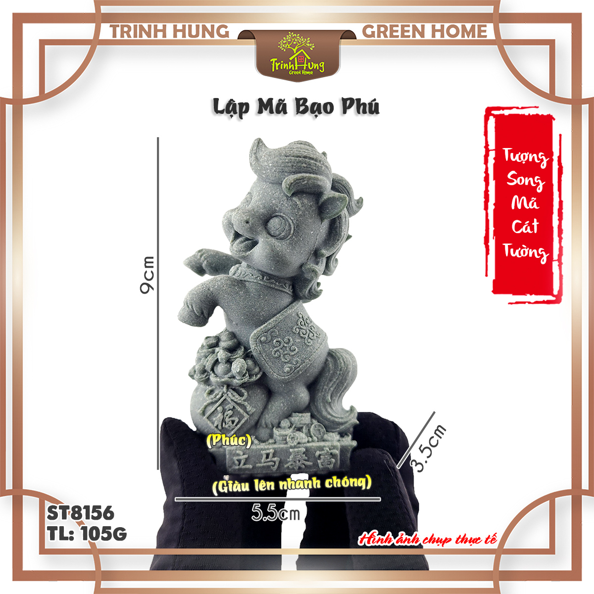 Tượng song mã cát tường đá sa thạch