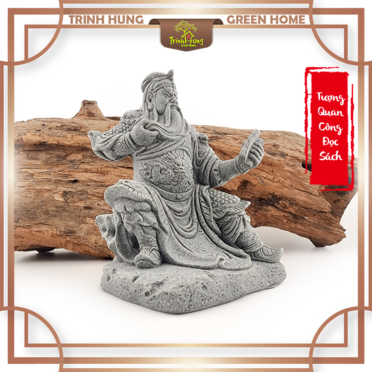 Tượng quan công đọc sách đá sa thạch ST.PVN2564