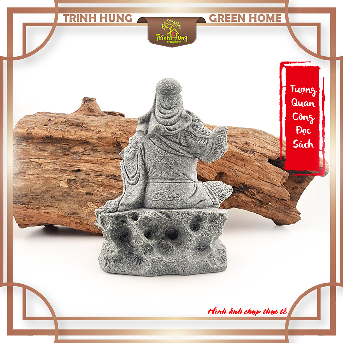 Tượng quan công đọc sách đá sa thạch ST.PVN2564