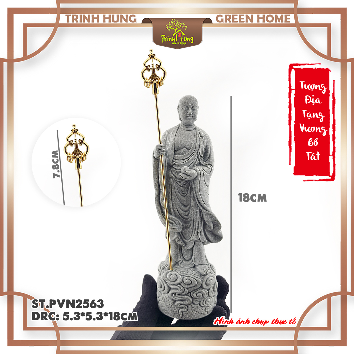 Tượng địa tạng vương bồ tát đá sa thạch ST.PVN2563