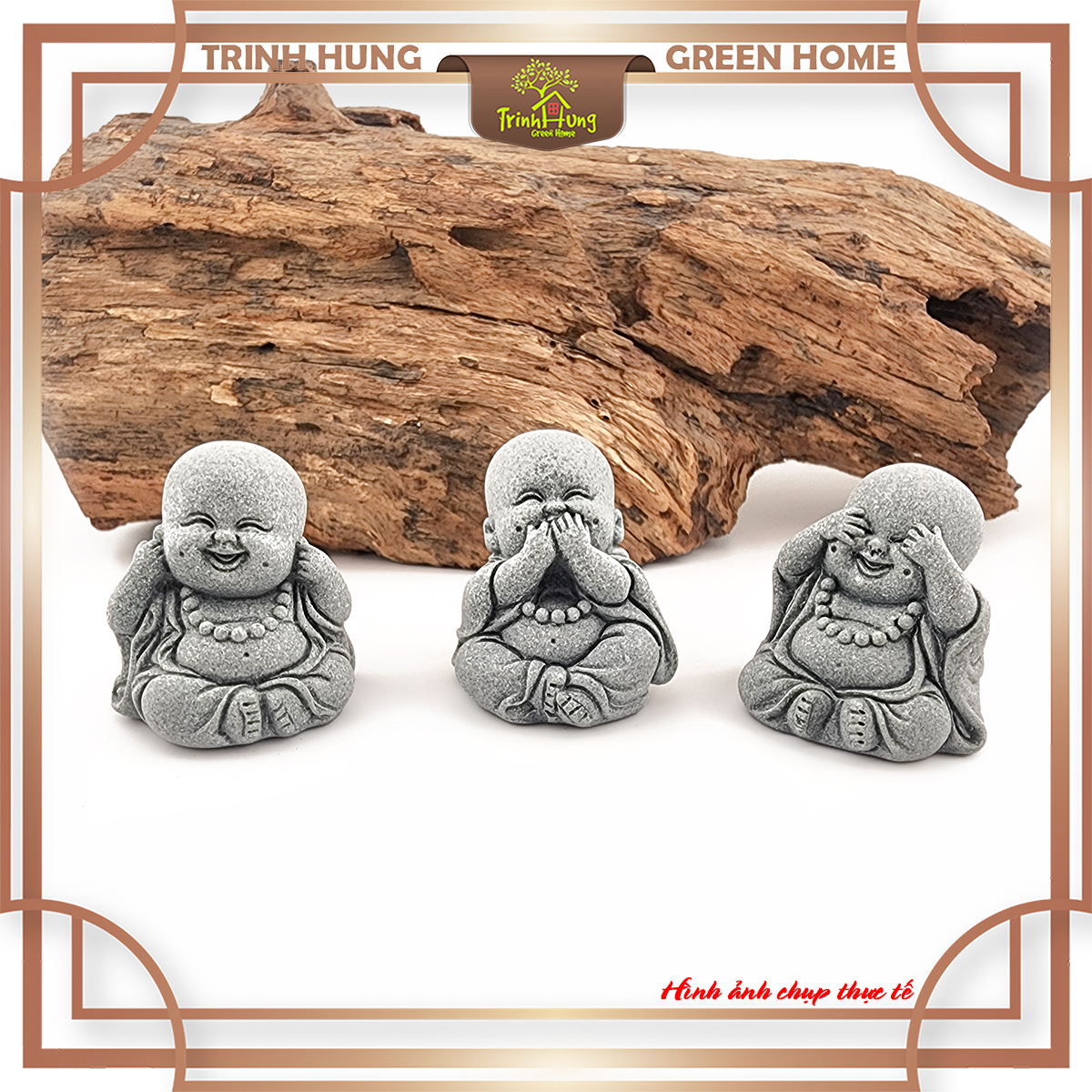Bộ tượng Di lặc tam không đá sa thạch ST2596