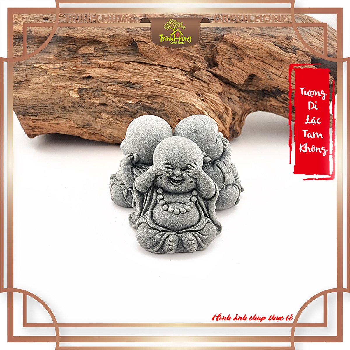 Bộ tượng Di lặc tam không đá sa thạch ST2596