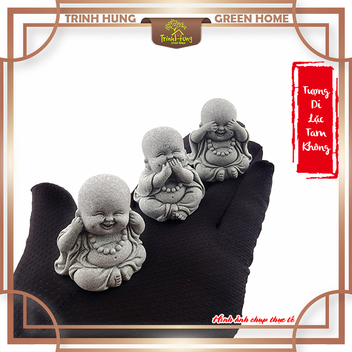 Bộ tượng Di lặc tam không đá sa thạch ST2596