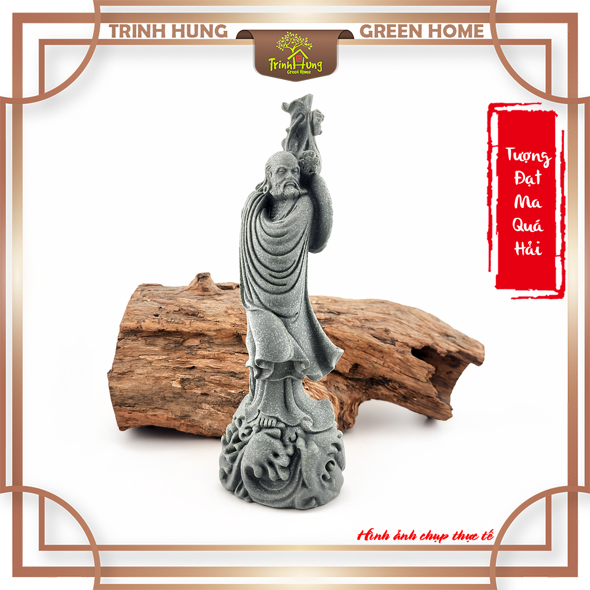 Tượng Đạt Ma quá hải đá sa thạch ST0285