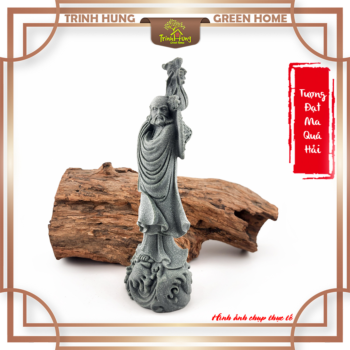Tượng Đạt Ma quá hải đá sa thạch ST0285