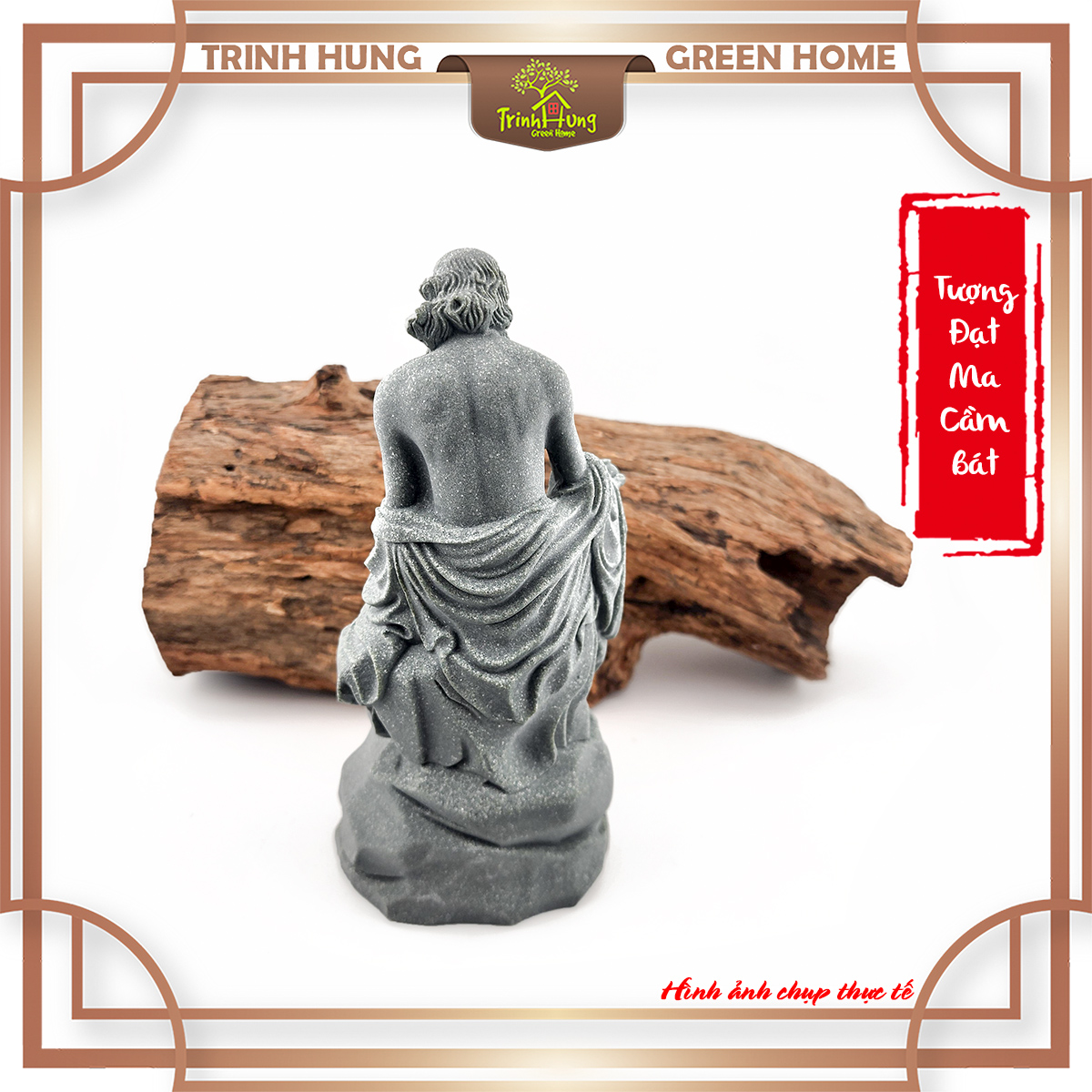 Tượng đạt ma cầm bát đá sa thạch ST0286