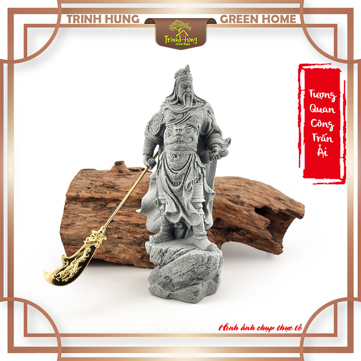 Tượng Quan công trấn ải đá sa thạch ST2586
