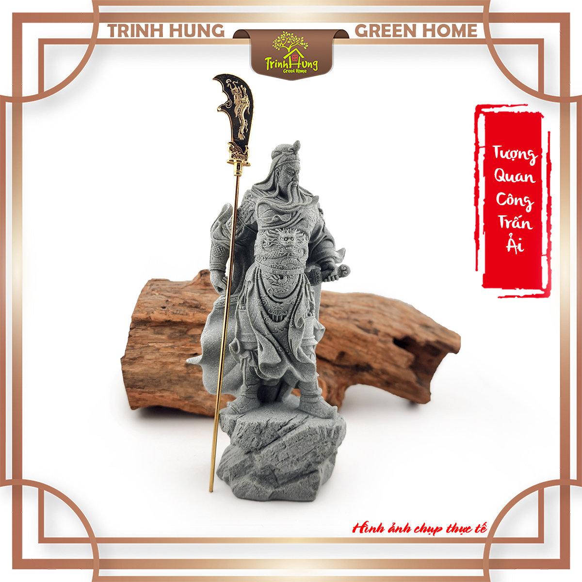 Tượng Quan công trấn ải đá sa thạch ST2586