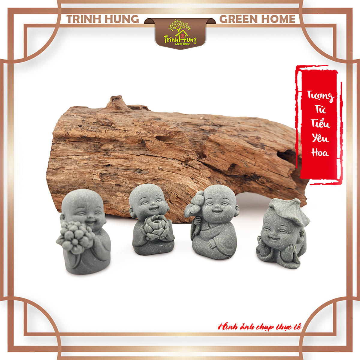 Bộ tượng tứ tiểu yêu hoa đá sa thạch ST0153