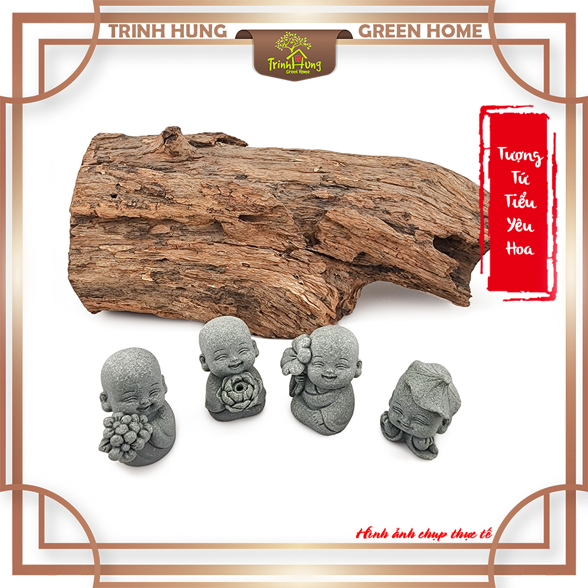 Bộ tượng tứ tiểu yêu hoa đá sa thạch ST0153