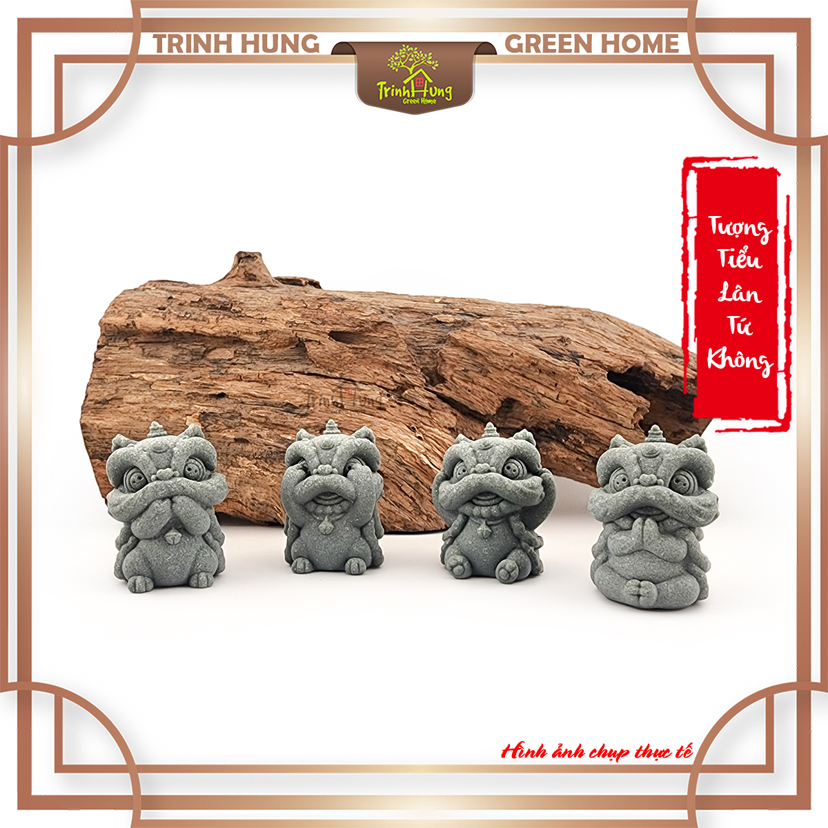 Bộ tượng tiểu lân tứ không đá sa thạch ST003