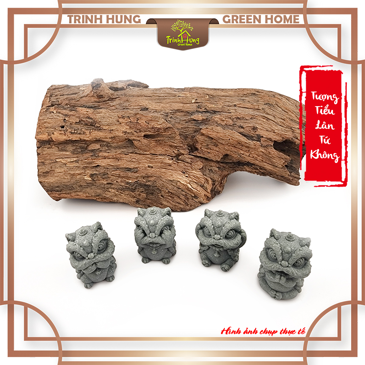 Bộ tượng tiểu lân tứ không đá sa thạch ST003