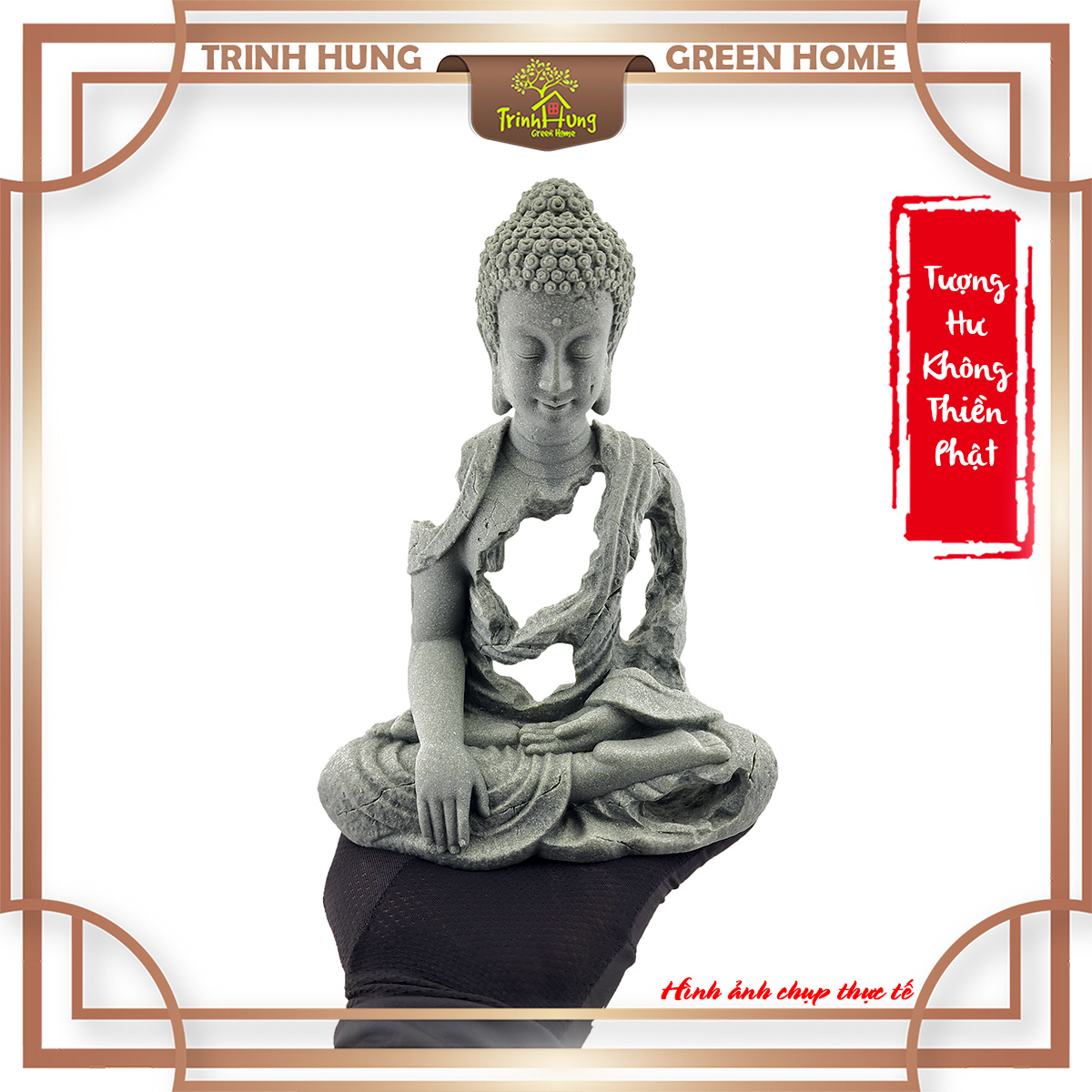 Tượng Hư Không Thiền Phật - xúc địa thủ ấn đá sa thạch ST0377