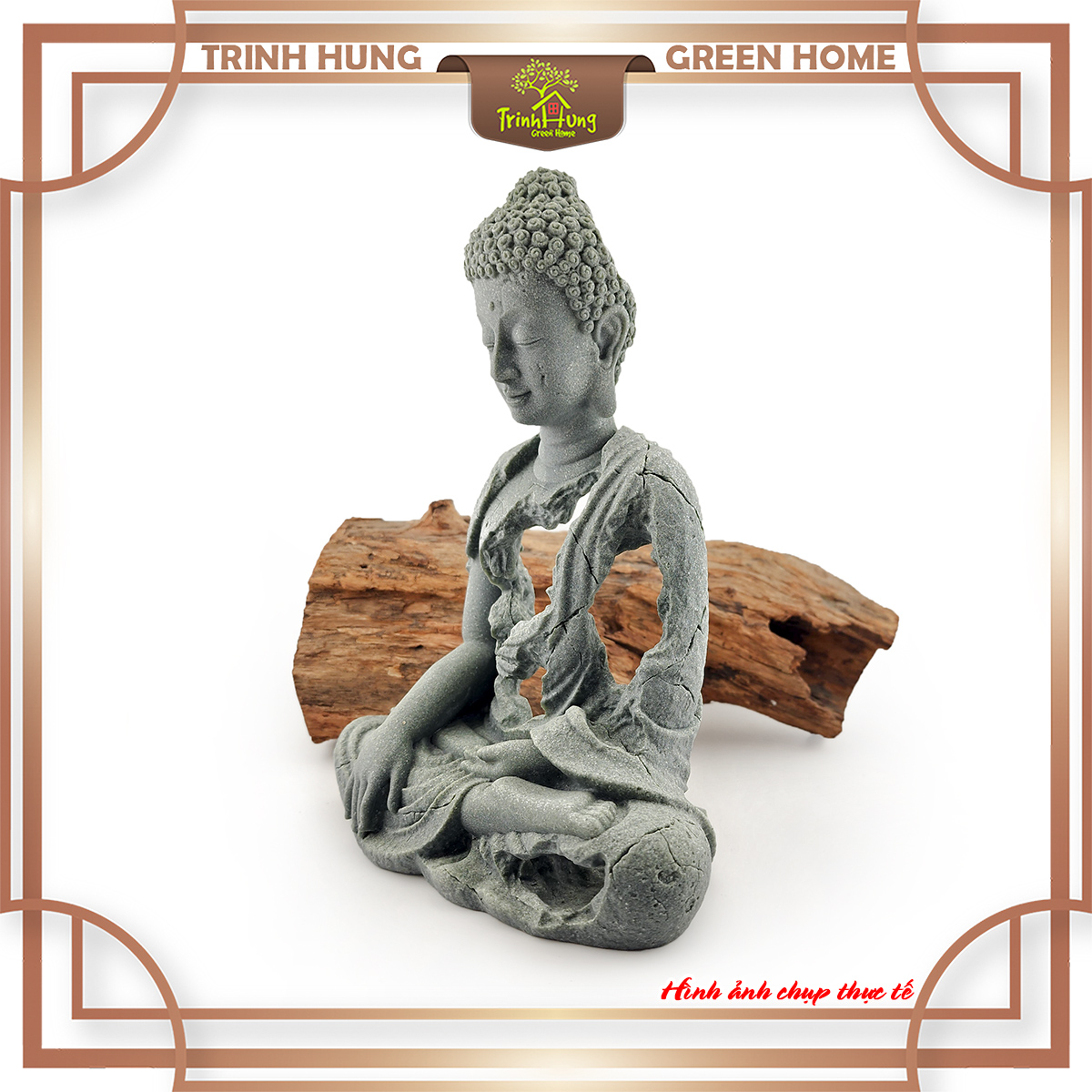 Tượng Hư Không Thiền Phật - xúc địa thủ ấn đá sa thạch ST0377
