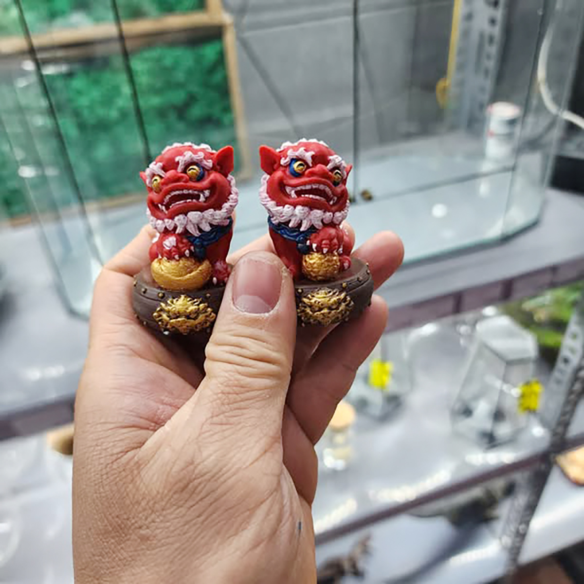 Đôi lân ngồi trống chiêu lộc in 3D