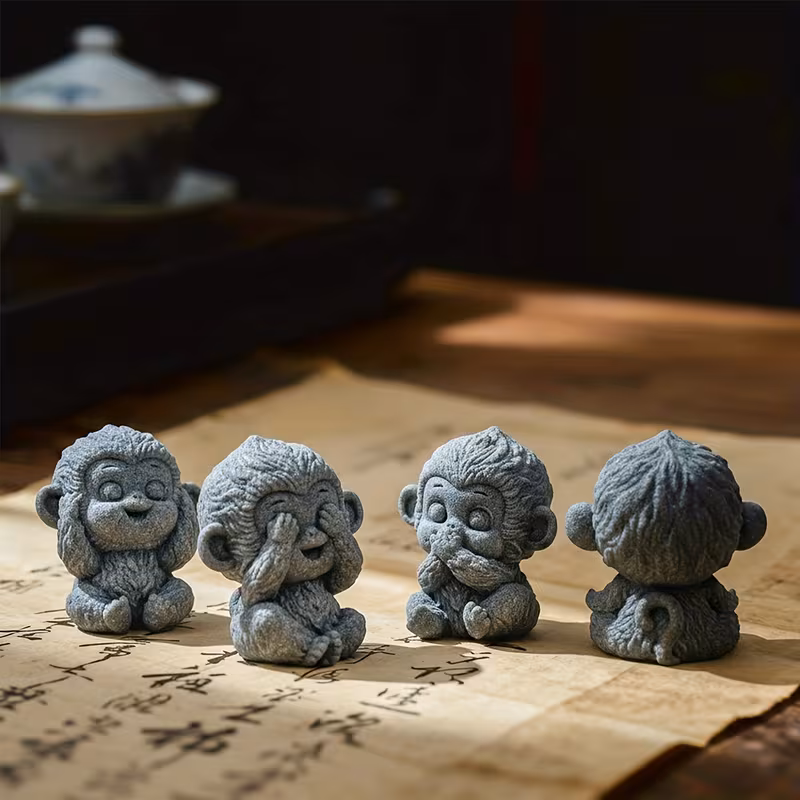 Bộ tượng thạch hầu tứ không đá sa thạch ST0380